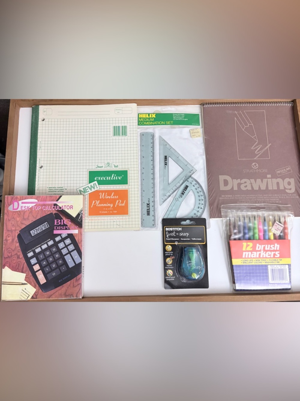 Office Art Supply Lot Strathmore Drawing Pad Helix Set Calculator Markers